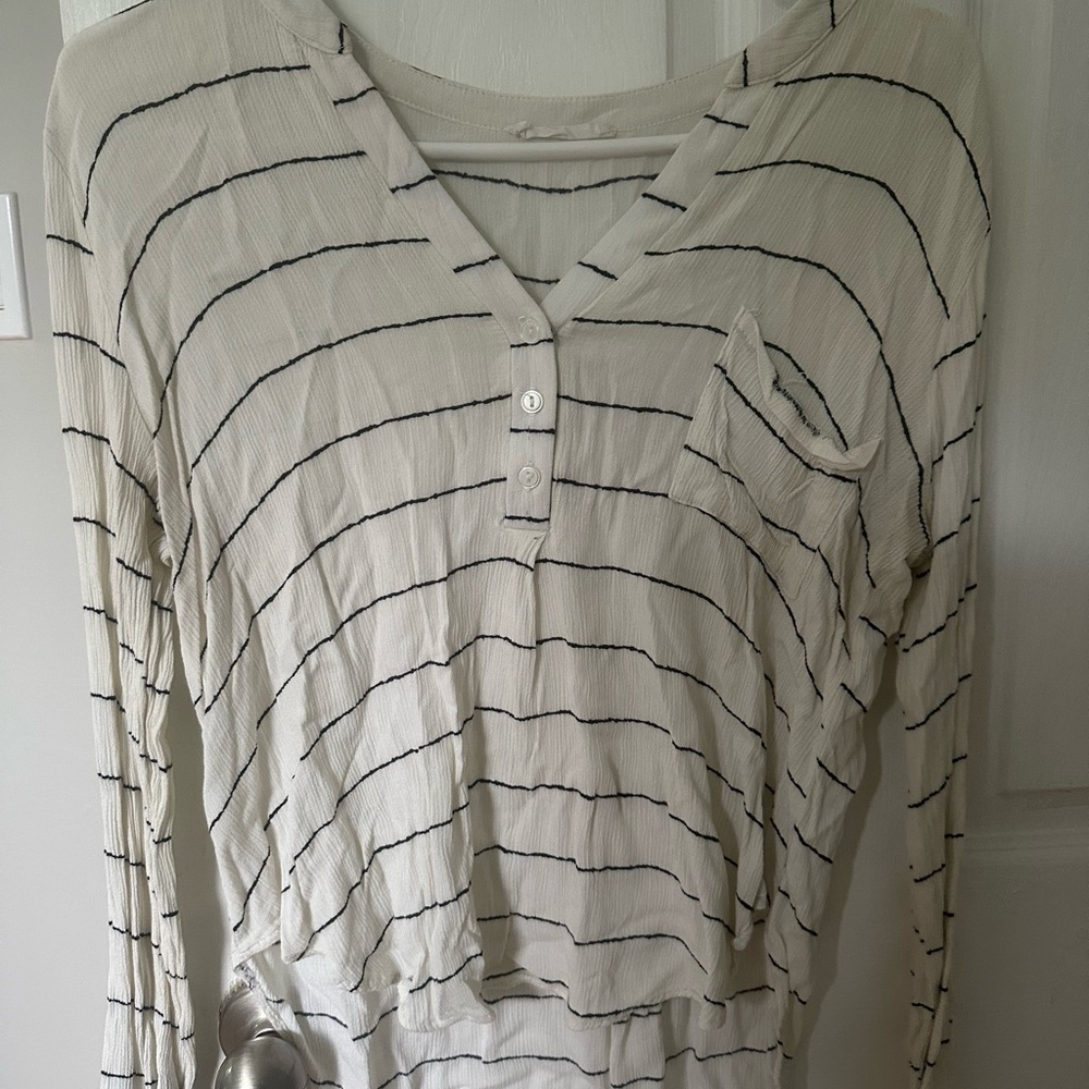 Lush Cream Ribbed Button Down Shirt
